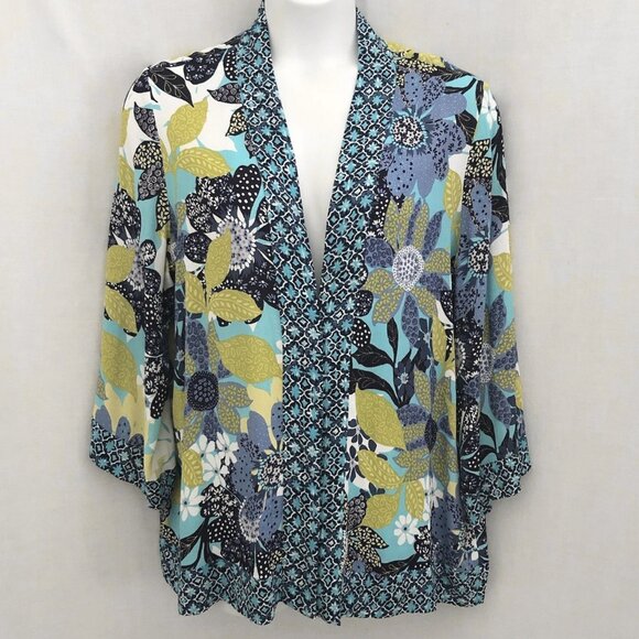 Habitat Floral Open Kimono Jacket Size Large - Picture 1 of 11